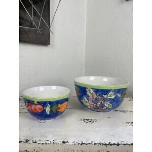 Lot of 2 Hand Painted Ceramic Bowls by Emerald Collection